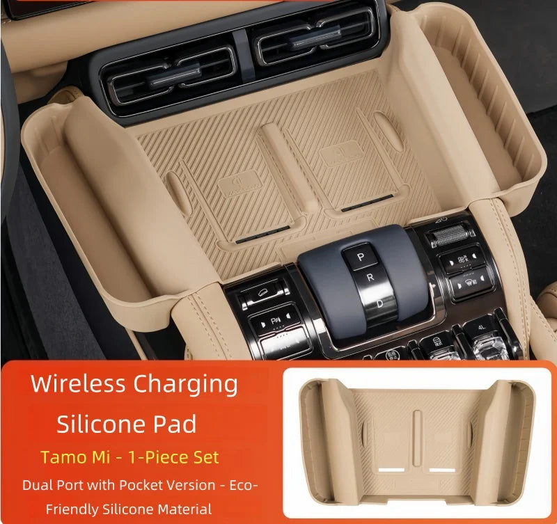 Auto Wireless Charging Silicone Pad Fit for BYD Leopard 5 2025 Modified Car Center Console Non-slip Storage Box Pad Upgrade Part