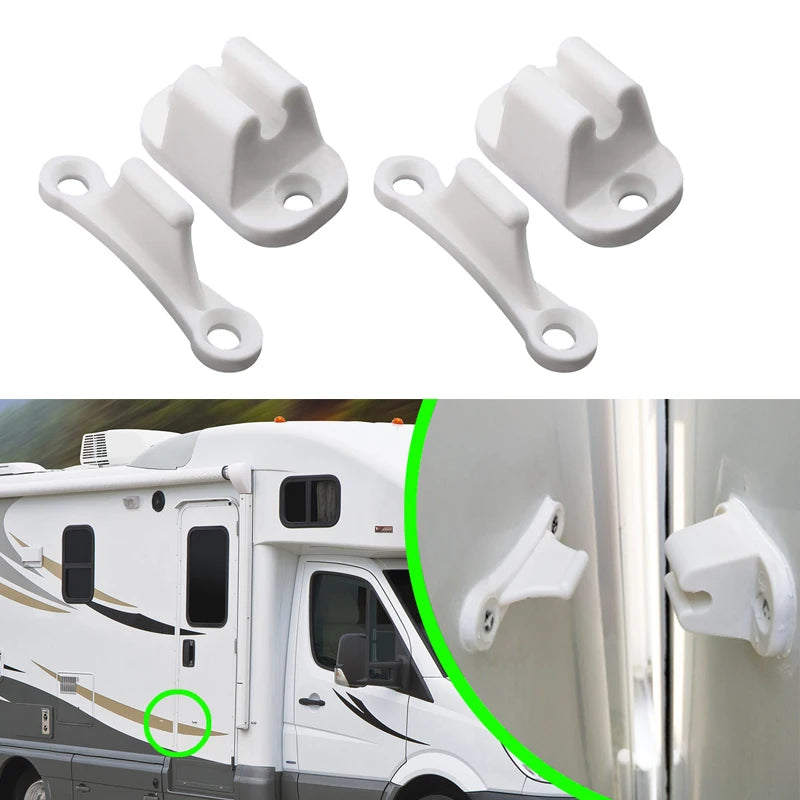 1set Auto Caravan Or Motorhome White Plastic Main Door Catch Campers Accessories Retainer Holder Door Retainer Catches Auto Part