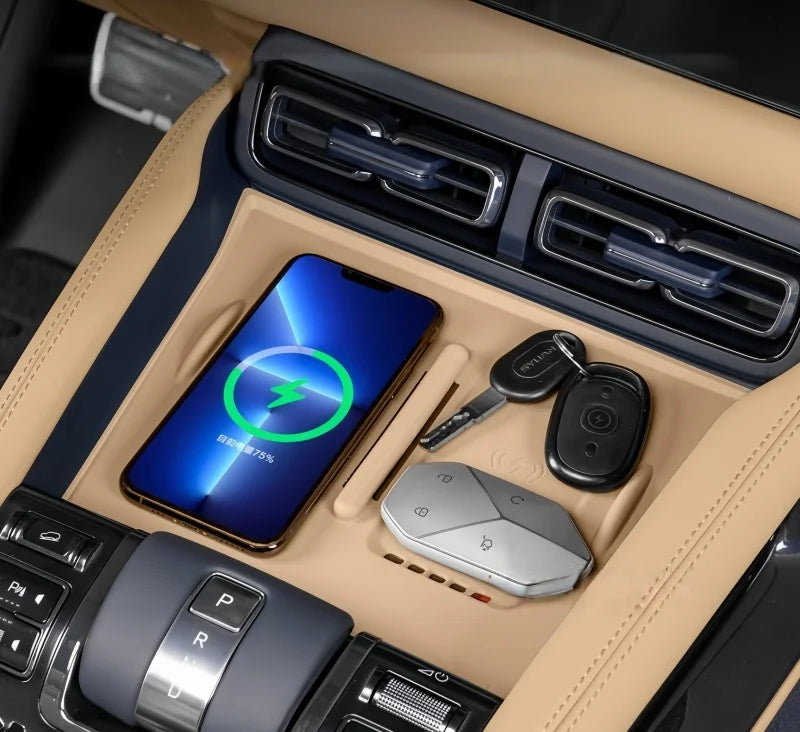 Auto Wireless Charging Silicone Pad Fit for BYD Leopard 5 2025 Modified Car Center Console Non-slip Storage Box Pad Upgrade Part
