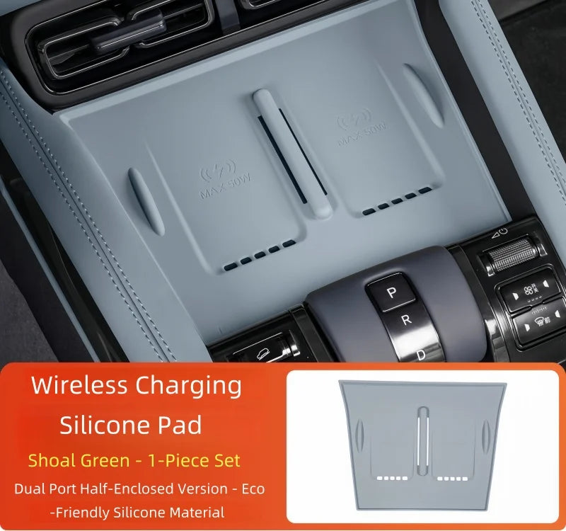 Auto Wireless Charging Silicone Pad Fit for BYD Leopard 5 2025 Modified Car Center Console Non-slip Storage Box Pad Upgrade Part