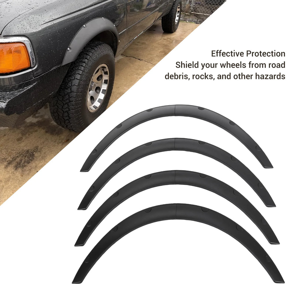 4PCS Car Wide Body Kit Wheel Flares Universal Flexible 80cm Wheel Arch Trim Flare for Sedan SUV Off Road Vehicle