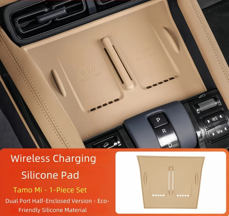 Auto Wireless Charging Silicone Pad Fit for BYD Leopard 5 2025 Modified Car Center Console Non-slip Storage Box Pad Upgrade Part
