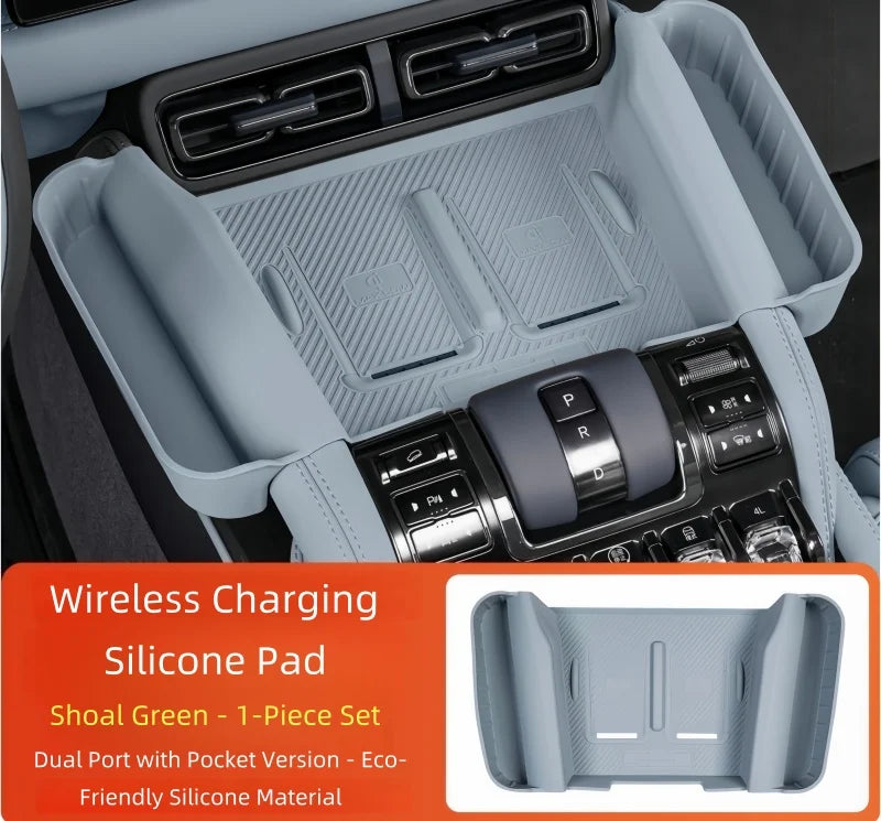 Auto Wireless Charging Silicone Pad Fit for BYD Leopard 5 2025 Modified Car Center Console Non-slip Storage Box Pad Upgrade Part