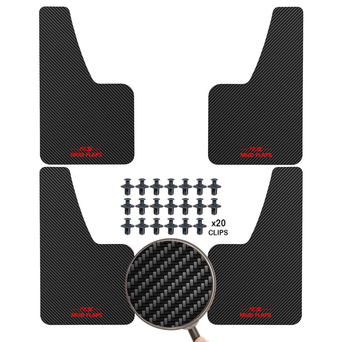 Car Universal Black RED Carbon Fiber Effect Splash Guards Mud Flaps Molded Mudguards Fender Cover Front Rear Styling Accessories