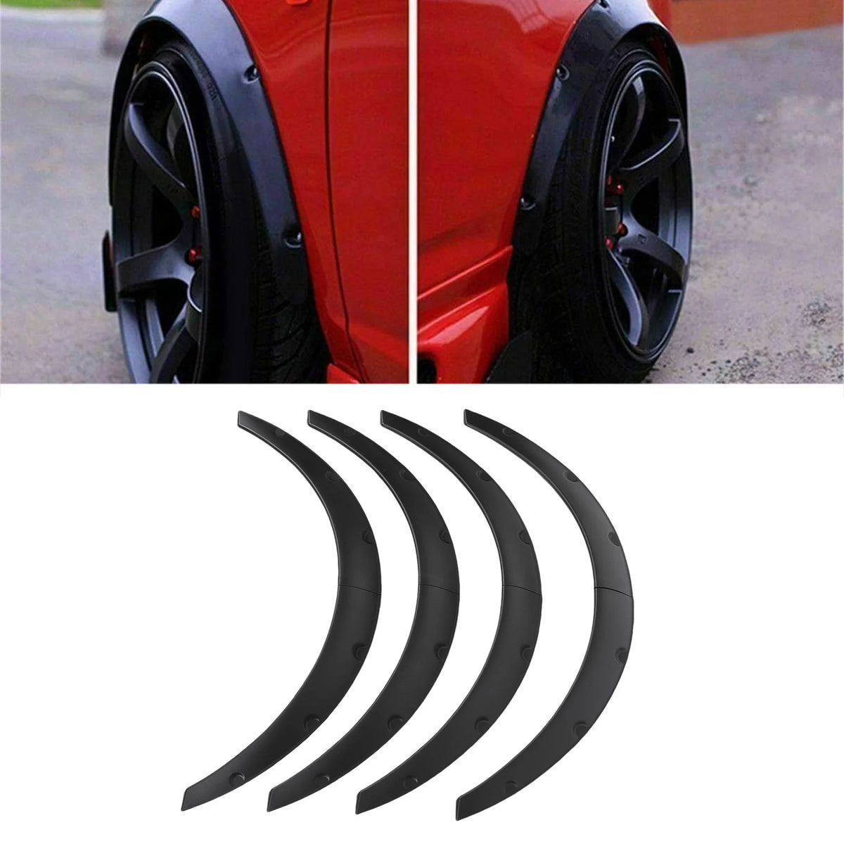 4PCS Car Wide Body Kit Wheel Flares Universal Flexible 80cm Wheel Arch Trim Flare for Sedan SUV Off Road Vehicle
