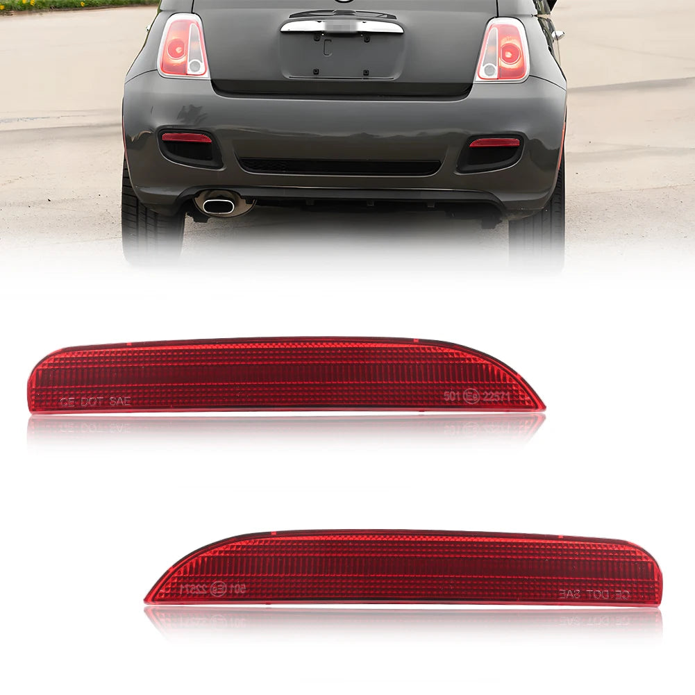 2Pcs Rear Bumper Reflectors Tail Light Rear Light  Covers For 2012 2013 2014 2015 2016 2017 FIAT 500 No bulb/Socket  Auto Part