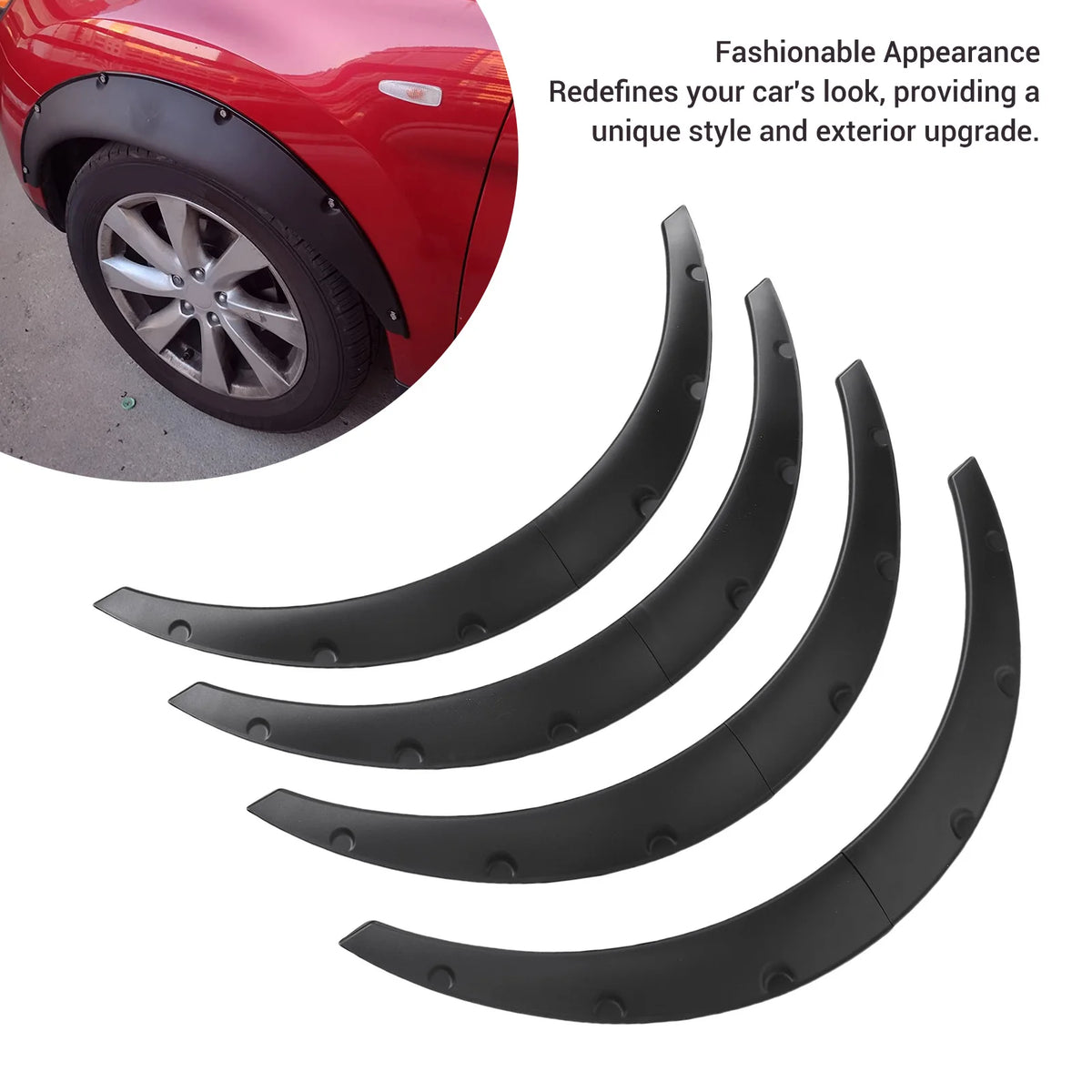 4PCS Car Wide Body Kit Wheel Flares Universal Flexible 80cm Wheel Arch Trim Flare for Sedan SUV Off Road Vehicle