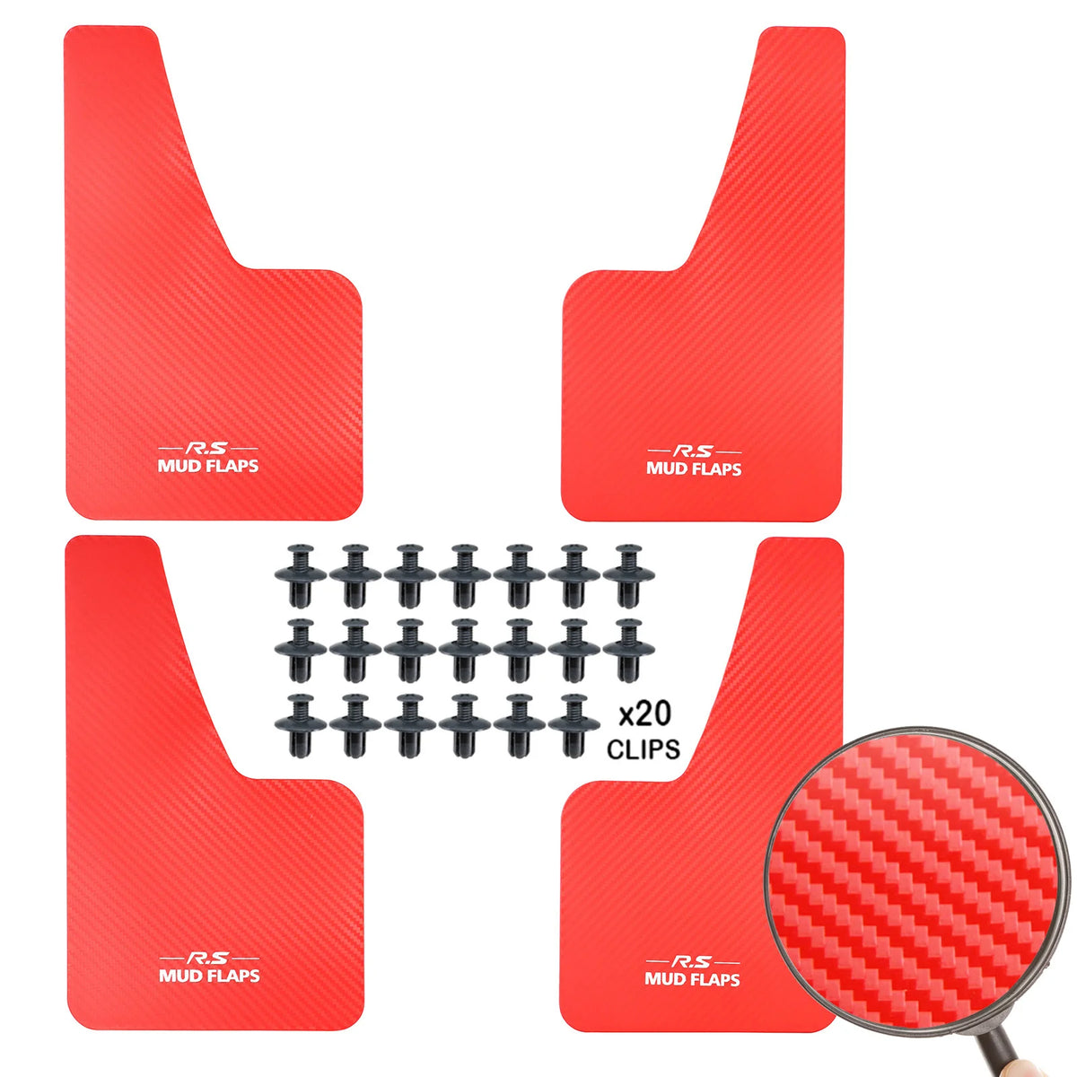 Car Universal Black RED Carbon Fiber Effect Splash Guards Mud Flaps Molded Mudguards Fender Cover Front Rear Styling Accessories