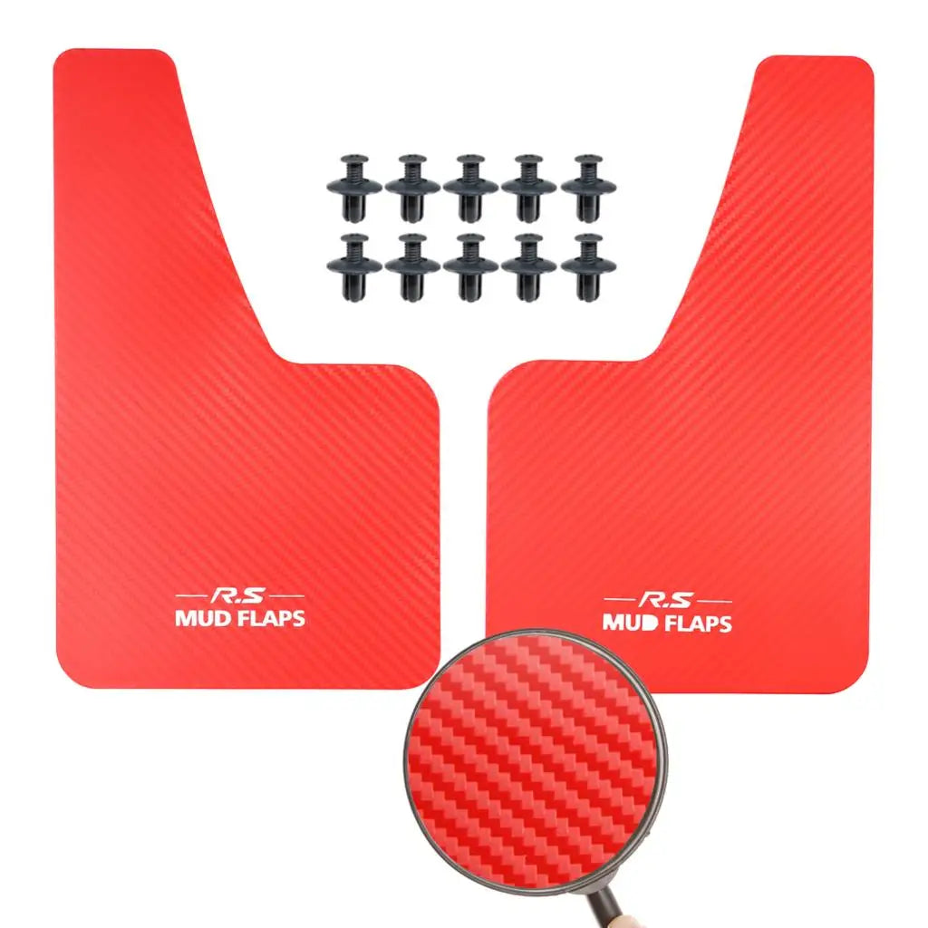 Car Universal Black RED Carbon Fiber Effect Splash Guards Mud Flaps Molded Mudguards Fender Cover Front Rear Styling Accessories