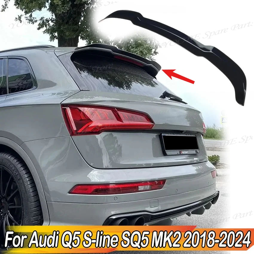 Car Rear Bumper Spoiler Lip for Audi Q5 S-line SQ5 MK2 2018-2024 Maxton Style Tail Trunk Roof Splitter Auto Part Body Kit Tuning