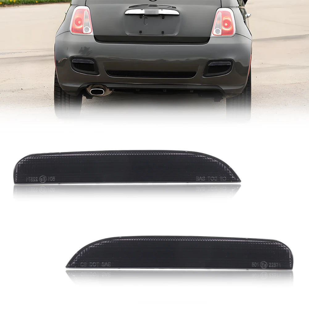 2Pcs Rear Bumper Reflectors Tail Light Rear Light  Covers For 2012 2013 2014 2015 2016 2017 FIAT 500 No bulb/Socket  Auto Part
