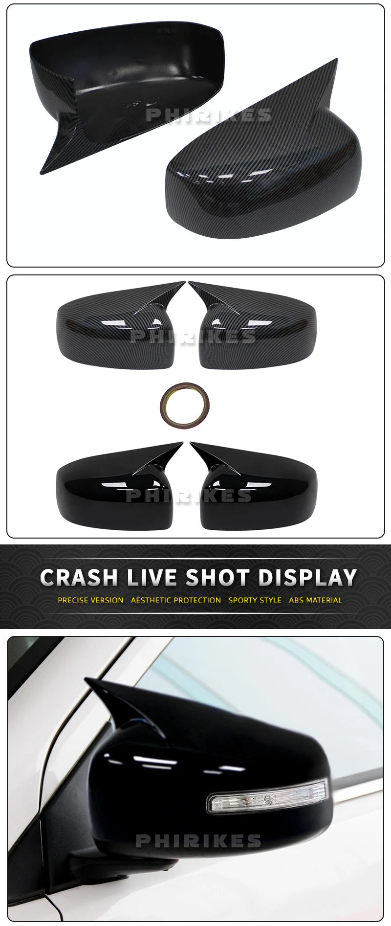 For Mitsubishi Lancer X 10 EX EVO 2013-2016 Side Door Rearview Mirror Cover Trim Car Styling Accessories Auto Part
