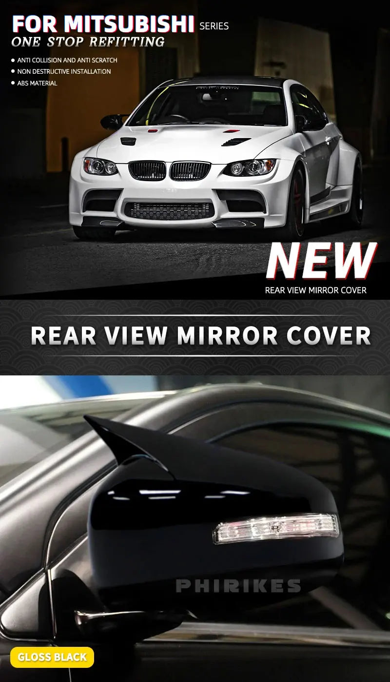 For Mitsubishi Lancer X 10 EX EVO 2013-2016 Side Door Rearview Mirror Cover Trim Car Styling Accessories Auto Part